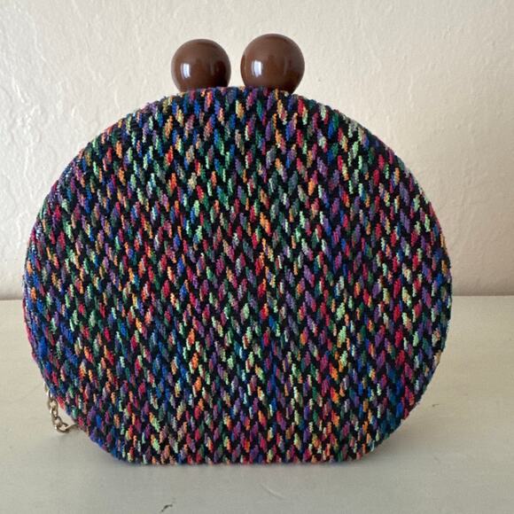 Handbag Republic Herringbone Moon Clutch Multicolor Small Crossbody NWT - Picture 2 of 9
